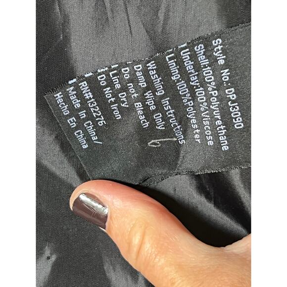 NWOT LA Coalition Black Vegan Patent Leather Motorcycle Jacket LARGE - Picture 10 of 11